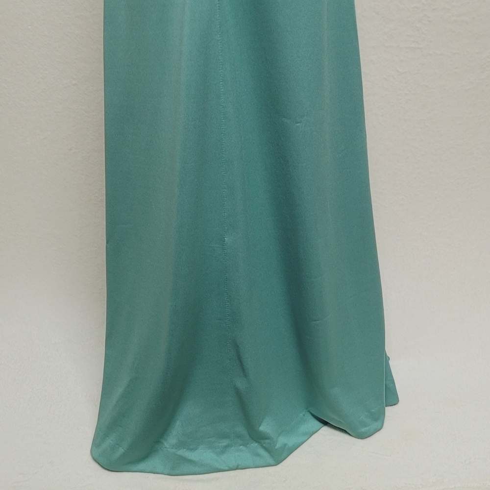 Infinity Vintage 60s Seafoam Green Stretchy Fabric Low Back Halter Maxi Dress - Picture 4 of 11